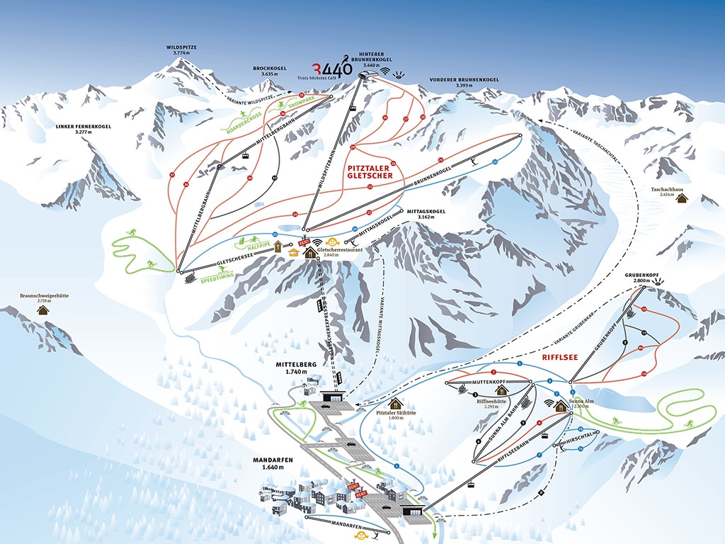 Pitztal Skigebiet Pistenplan